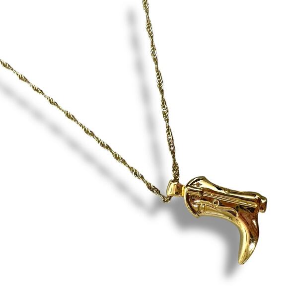Keachains Cowboy Boot 18k Gold Plated Stainless Steel Twist Chain Drop Necklace - Picture 2 of 5